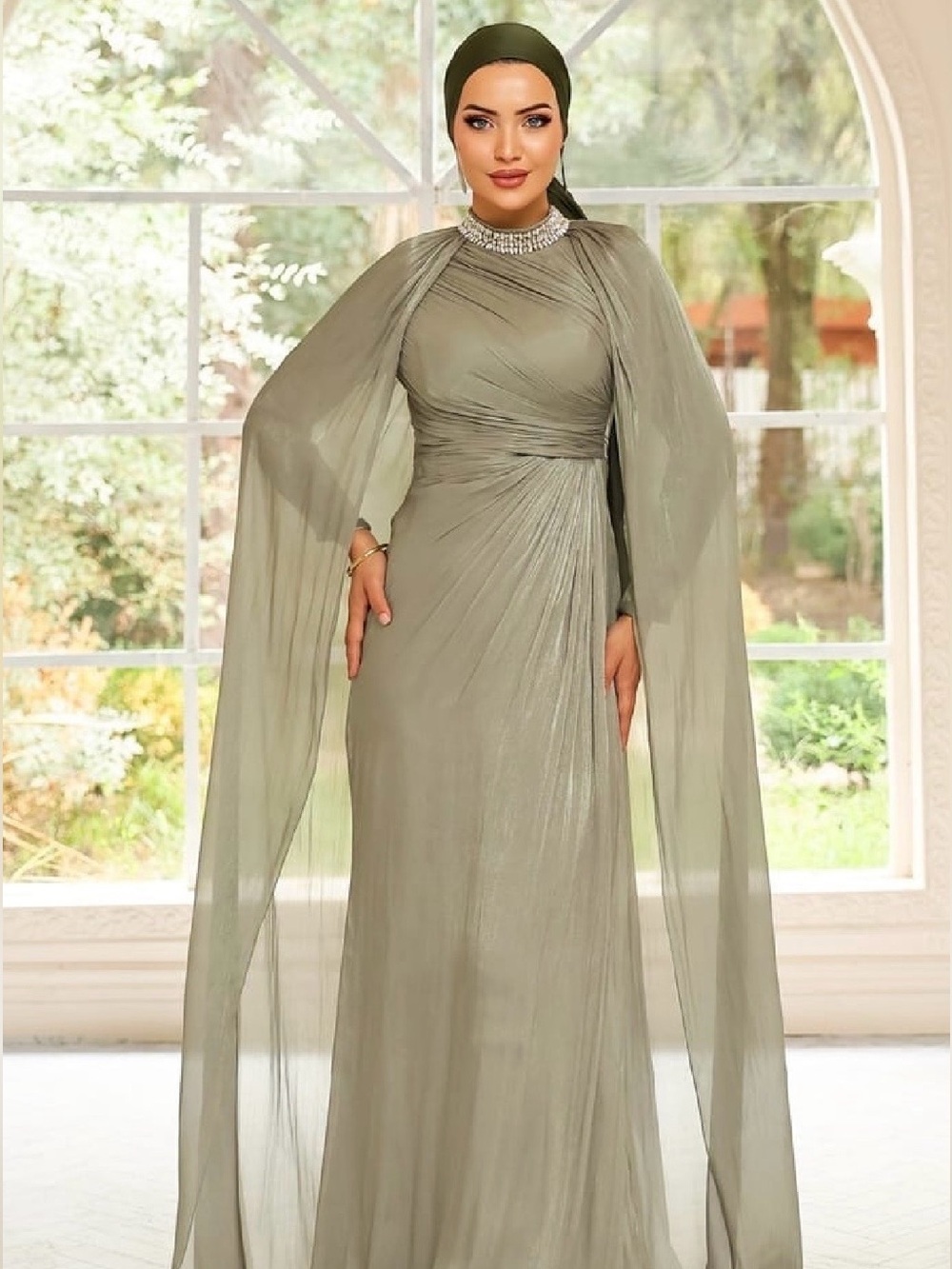 Draped Gown with Cape